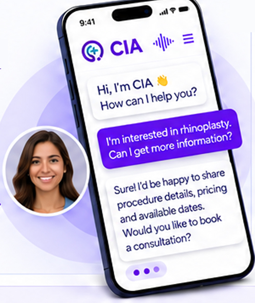CIA chat: a patient asks about rhinoplasty and is offered a consultation
